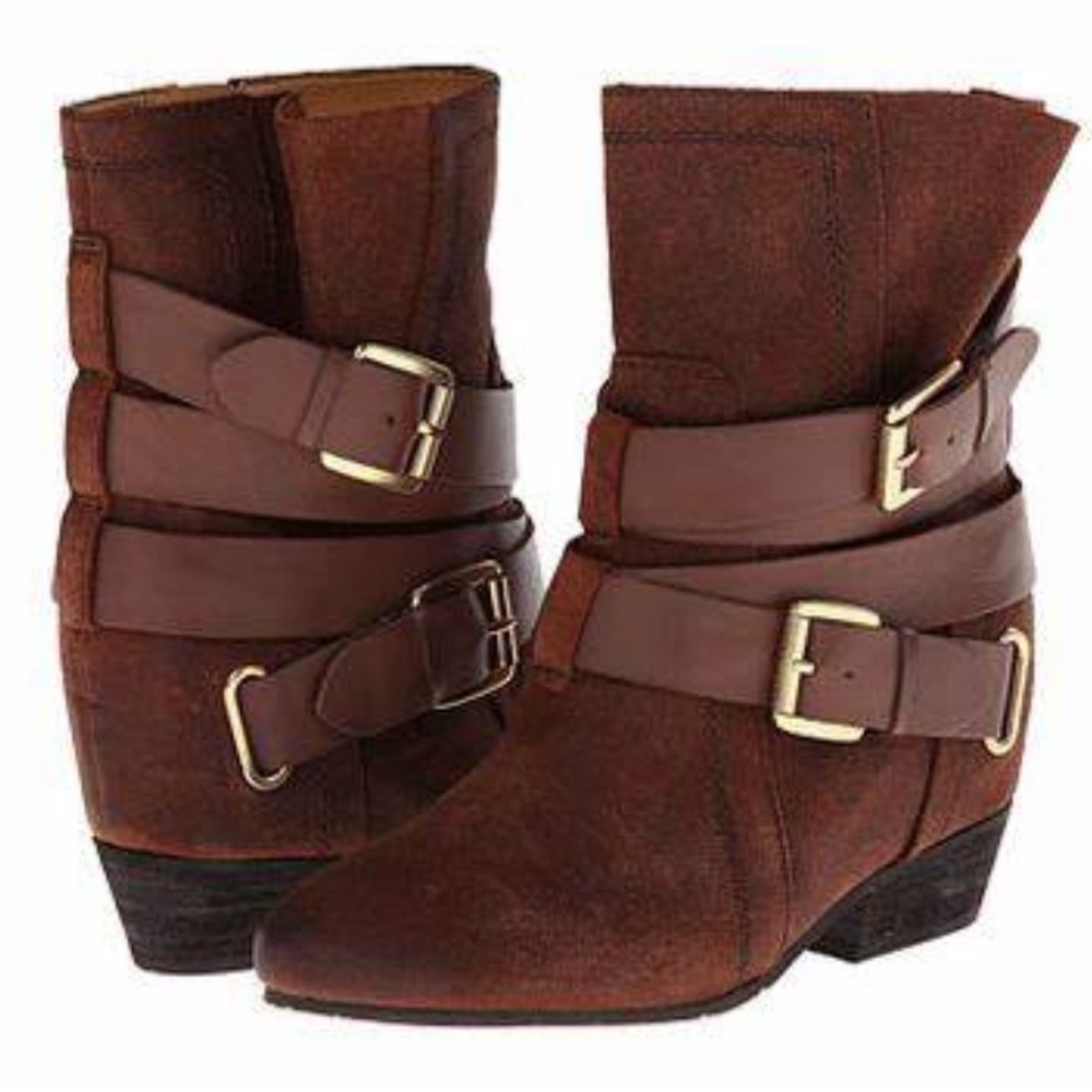 🎠NAYA Fisher Moto Brown Ankle Boots Booties